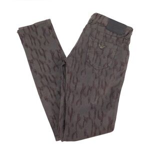 Women’s ARMANI JEANS Dark Gray Animal Print Low-Rise Skinny Jeans — Size 27”